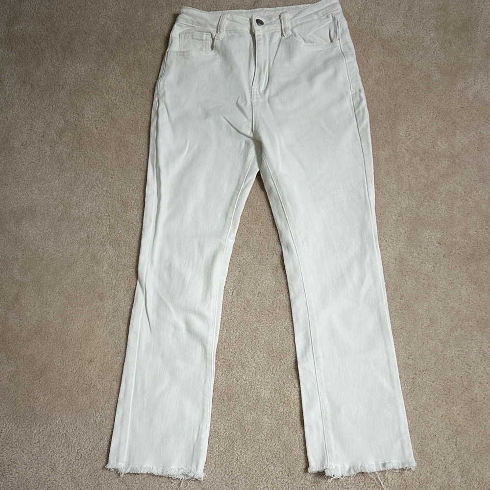 Women's cropped White Jeans